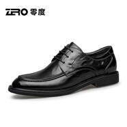 零度Zero官方男鞋皮鞋男2024秋季新款真皮舒適商務(wù)黑色正裝通勤德比鞋 黑色 42