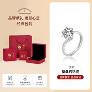珍尚銀中國黃金授權莫桑石求婚戒指純銀女s925結婚生日禮物送女友老婆 1克拉D色莫桑石+中國黃金京倉發(fā)+中國黃金禮盒