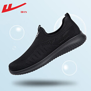 回力男鞋夏季網(wǎng)鞋男薄款透氣2025軟底網(wǎng)面鞋輕便一腳蹬休閑運(yùn)動(dòng)鞋子男 全黑 36