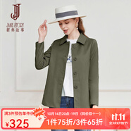 經(jīng)典故事（JANE STORY）經(jīng)典故事時尚簡約短款風(fēng)衣女春秋2025新款高級氣質(zhì)小個子通勤外套 I03深綠色 L