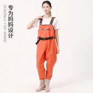 熊火女士下水褲趕海裝備大人水褲下半身涉水服全身防水雨褲帶雨鞋連體 女款橘紅色下水褲【3D修身】 39碼