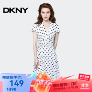 唐可娜兒（DKNY）【京東奧萊】女子夏季波點(diǎn)連衣裙收腰雪紡女生仙女裙印花DD1AD421 DD1AD421-100 XS
