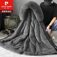 皮爾卡丹（pierre cardin）海寧派克服皮草大衣外套男款皮毛水貂絨獺兔毛內膽中長(cháng)款冬季 灰色內膽-中長(cháng)款 XL 建議115-130斤