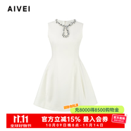 AIVEI欣賀艾薇2025春季輕熟優(yōu)雅淑女亮片小黑裙連衣裙S715403A 米白 L