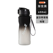 NEWB運(yùn)動(dòng)水杯男大容量夏季Tritan塑料茶杯子男女士學(xué)生戶外健身飲用壺 【雙飲款】升級(jí)漸變黑色650ml