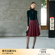 顏域綿羊毛細(xì)閃百褶裙女冬2025新款紅色中長款裙子A字毛呢半身裙 紅色 M/38