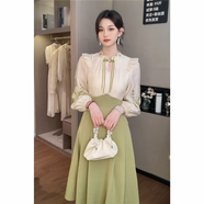 毅珊原創(chuàng)高端設(shè)計青嫻末韻2024新款彩繡拼接氣質(zhì)連衣裙女 拼接連衣裙 衣長108cm S