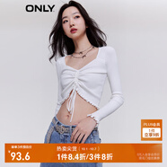 ONLY秋季氣質(zhì)荷葉邊修身捏褶長(zhǎng)袖短款針織衫女|123224007 A06糖汁 XS (155) 76A