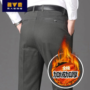 雅鹿男裝休閑褲男中年寬松直筒厚款男褲冬季加絨加厚褲子純棉商務(wù)男士長(cháng)褲 【加絨加厚】6085-1深灰 40 (三尺一)