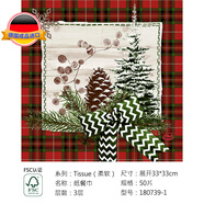 杜霓德國(guó)進(jìn)口成品印花紙巾50片//盒Duni杜霓原木漿餐桌花色餐巾紙抽紙 180739-1格子星星 3層 50片*1盒 三層/33*33CM/50片/盒