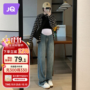 婧麒（JOYNCLEON）孕婦褲春秋休閑外穿打底闊腿牛仔褲小個(gè)子 復(fù)古藍(lán)XXL jyk26751