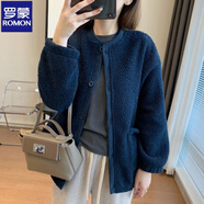 羅蒙（ROMON）搖粒絨加厚外套秋冬新款女仿羊羔絨棒球衫設(shè)計感保暖防風(fēng)顯瘦百搭 寶石藍 3XL 【160-180斤】