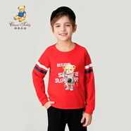 Classic Teddy男女童衛(wèi)衣兒童長(zhǎng)袖圓領(lǐng)上衣中小童裝春秋季衣服春秋款新 航天夢(mèng)想小熊定制衛(wèi)衣C1大紅 110
