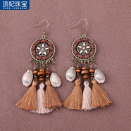 頂妃（DING FEI）手工耳飾波西米亞民族風(fēng)氣質(zhì)耳環(huán)耳墜女長(zhǎng)款復(fù)古度假個(gè)性流蘇耳飾 E017-捕夢(mèng)網(wǎng)元素耳環(huán)