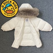 G·DUCK KIDS小黃鴨兒童羽絨服寶寶中長(cháng)款上衣外套白鴨絨大毛領(lǐng)冬季新款中小童 白色 加絨貉子毛領(lǐng) 90cm