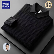 羅蒙（ROMON）高端冬季秋冬季保暖假兩件襯衫毛衣修身商務(wù)休閑針織衫男士 黑色 XL