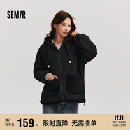 森馬（Semir）森馬外套女仿羊羔毛搖粒絨雙面穿連帽重磅夾克24新款109724108002