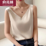 俞兆林吊帶背心女夏季內搭西服西裝白色V領(lǐng)緞面無(wú)袖外穿打底上衣 ES2021 香檳色1件 均碼 （90-135斤）