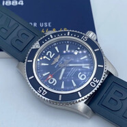 【二手99新】百年靈男表 超級海洋系列 自動(dòng)機械帶夜光潛水運動(dòng)休閑高端奢侈品腕表 44表徑藍盤(pán)膠帶A17367D81C1S1