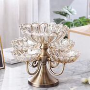 浩齊坊果盤(pán)創(chuàng  )意時(shí)尚樹(shù)葉結婚水果盤(pán)歐式水晶玻璃托盤(pán)零食干果盤(pán)多功能 [可旋轉】五格大號果盤(pán)