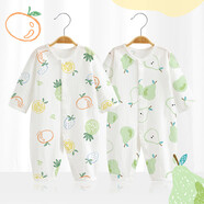 寶寶連體衣服夏季薄款男嬰兒包屁衣純棉春秋哈衣爬服新生兒秋裝女 【前開(kāi)   款】熱帶鳳梨+百梨挑一 66cm