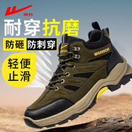 回力男鞋高幫戶(hù)外登山鞋男秋冬季防滑耐磨徒步鞋運動(dòng)勞保工作健步鞋子 軍綠色 41