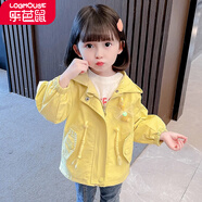 樂芭鼠（LOBMOUSE）童裝女童外套春秋款洋氣時(shí)髦兒童衣服女寶寶上衣幼童小童風(fēng)衣外套 黃色（兔子外套） 110碼