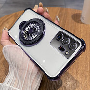 MARMOTER三星note20Ultra手機殼noto20保護硅膠套N9860全包氣囊防摔N9810透明軟殼帶支架5g男女galaxy高級 【透明暗夜紫】+曲屏軟膜+旋轉陀螺支架 適用機型【三星Note20Ultra】