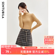 尚都比拉半高領(lǐng)打底衫女春秋針織衫洋氣內(nèi)搭慵懶風(fēng)外穿上衣 卡其色 均碼