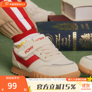 PONY波尼運(yùn)動(dòng)鞋童鞋經(jīng)典高彈防滑軟底舒適透氣魔術(shù)貼易穿脫休閑鞋 234K1SO58RD 白/紅 31 適合腳長約191~200mm