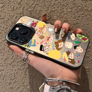 伊碩 蠟筆小新適用于iPhone16promax蘋果5pormax手機殼防摔硅膠軟殼14pro可愛卡通趣味情侶款 磨砂彩銀殼黑框手繪小新合集 iPhone16Pro