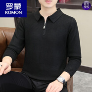 羅蒙（ROMON）咖色手工編織外套頭復(fù)古菱形毛衣男士秋冬內(nèi)搭針織衫線衣美式男裝 111黑色 M