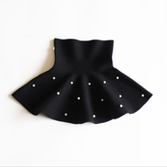 忻悅晴韓版秋冬新款女童半身裙百褶裙兒童高腰短裙中大童釘珠針織毛衣裙 黑色 130 碼(建議110-120身高)