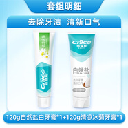 納愛(ài)斯納愛(ài)斯牙膏鹽白鮮果冰菊 口氣清新護齦固齒勁爽薄荷多效家庭牙膏 【搭配2支裝】清涼冰菊+自然鹽白