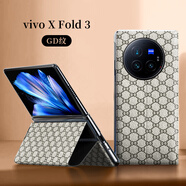 適用vivoxfold3pro手機殼智能視窗vivoxfold3折疊屏防摔手機保護殼套 【GD紋灰色】智能視窗翻蓋接聽真皮材質(zhì) vivo X Fold3