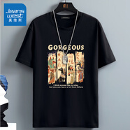 真維斯（Jeanswest）冰絲速干短袖T恤男夏季青少年學生吸汗透氣體恤衫ins潮流休閑上衣 黑色(金色埃及) L /175(體重120-140斤左右)