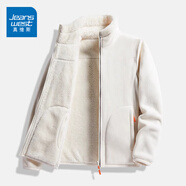 真維斯（Jeanswest）雙面穿搖粒絨外套男女情侶款秋冬加厚保暖季戶外抓絨衛(wèi)衣ATD22028 【男款】象牙白 XL