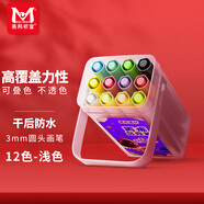 美邦祈富丙烯馬克筆防水畫(huà)鞋手繪diy涂鴉筆套裝畫(huà)筆衣服T恤石頭木頭玻璃上色顏料水性水彩筆12色馬卡龍淺色系