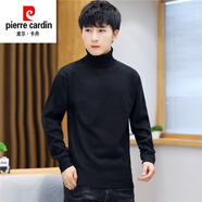 皮爾卡丹（pierre cardin）2024秋冬新款半高領(lǐng)毛衣男針織毛線(xiàn)衫內搭打底衫加絨加厚有領(lǐng)中領(lǐng) 369高 領(lǐng)毛衣-黑色 L 110-130斤
