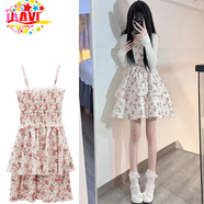 JAVC甜美少女夏季小個(gè)子吊帶連衣裙春夏薄荷曼波A字裙配開(kāi)衫上衣潮流 吊帶碎花裙【單件】 M 建議 【95-105斤】