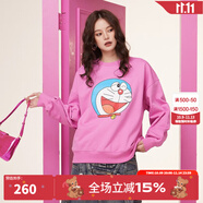 拉拉波波哆啦A夢新款設計感減齡薄衛(wèi)衣女圓領寬松顯瘦高級上衣ABCD-WSTS18 粉色 L