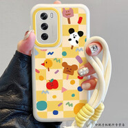 玲琉 適用opporeno12pro手機殼全包新款reno12硅膠卡通帶掛繩Reno11por保護套鏡頭防摔高級感愜意熊 糖果方塊+掛繩 OPPO Reno12