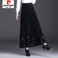 皮爾卡丹（pierre cardin）大擺針織裙秋冬新款時(shí)尚中長款高腰顯瘦半身裙子毛線A字長裙 灰色款 均碼 建議80-150斤