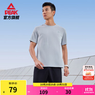 匹克跑步速干運動套裝男夏季衣健身服透氣排汗羽毛球服短袖短褲兩件套 【短袖拉鏈款52001】新淺灰 XL/180