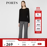 PORTS寶姿 女裝秋季新品毛衣百搭打底針織衫LA9K401JKW001 黑色 XS