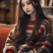 拉夏貝爾（La Chapelle）2023秋冬感過(guò)新年套頭毛衣時(shí)尚洋氣減齡條紋圣誕針織衫女 純100自動(dòng)發(fā)熱毛衣 純100自動(dòng)發(fā)熱S