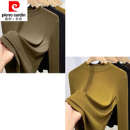 皮爾卡丹（pierre cardin）23年新款莫代爾春秋冬季長袖T恤打底衫女內搭修身半高領百搭面膜T 摩卡+姜黃【實惠兩件裝】 XL碼【120-140斤】