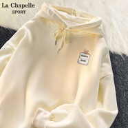 La Chapelle Sport拉夏貝爾連帽衛(wèi)衣女秋季寬松外套女休閑百搭學生時尚潮牌上衣女裝 奶白色(熊仔口袋胸標) M /165（推薦100-115斤）