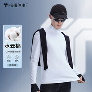 拇指白小T 長袖春秋三代T恤純棉保暖水云棉高領(lǐng)男打底衫女 兩翻領(lǐng)白色 5XL 