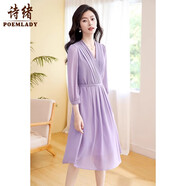 詩緒詩緒法式浪漫優(yōu)雅套頭紫色雪紡連衣裙2025春季新款氣質收腰61243 紫色 L